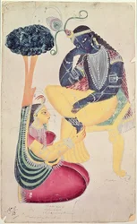 Krishna-jumala kuolevaisen rakastettunsa Radhan kanssa